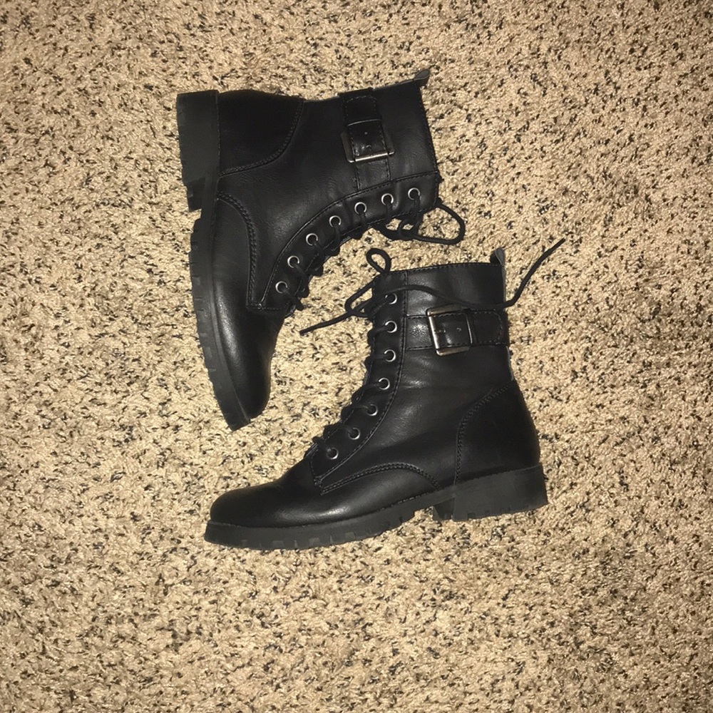 Black combat boots
